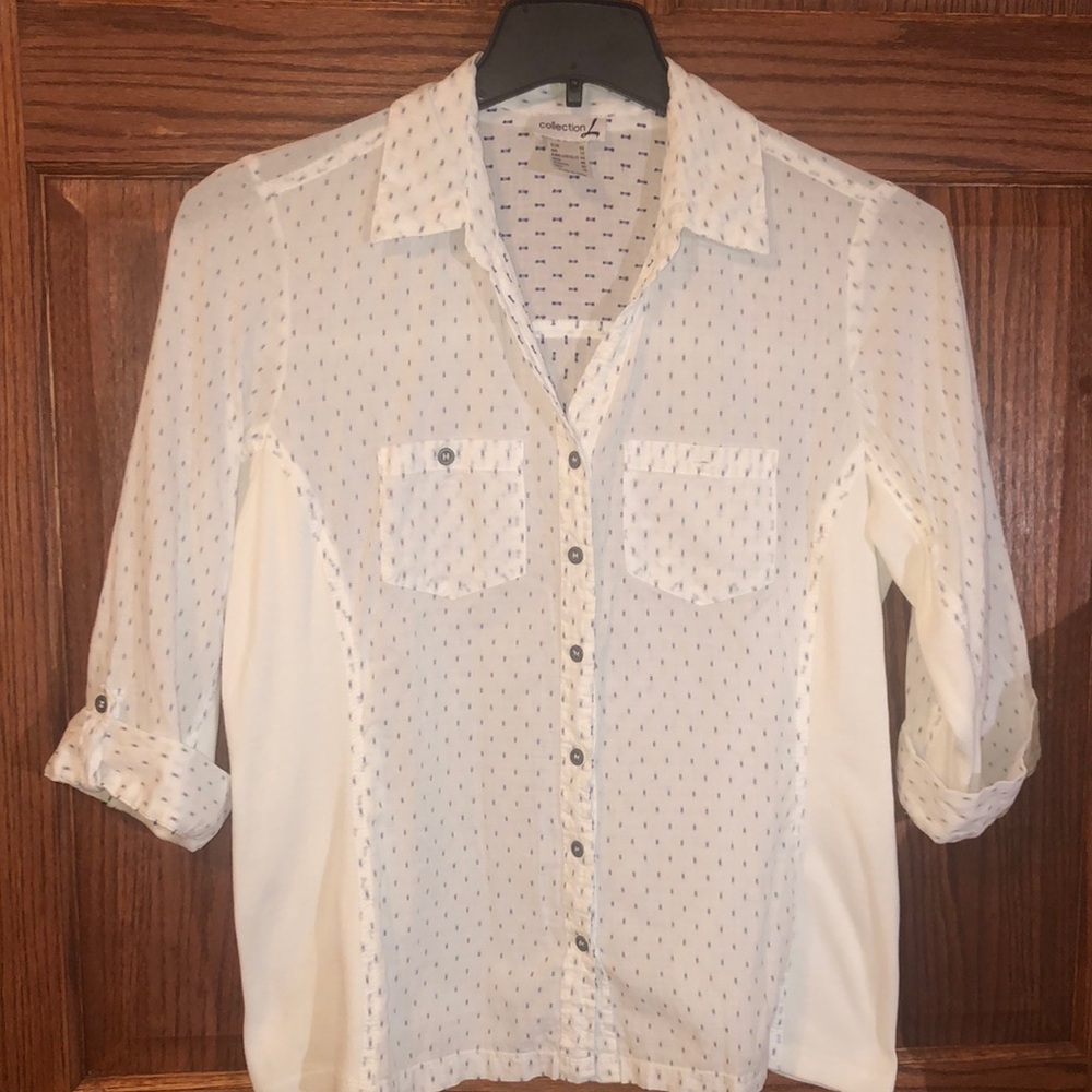 Collective Concepts White Button-Up Blouse